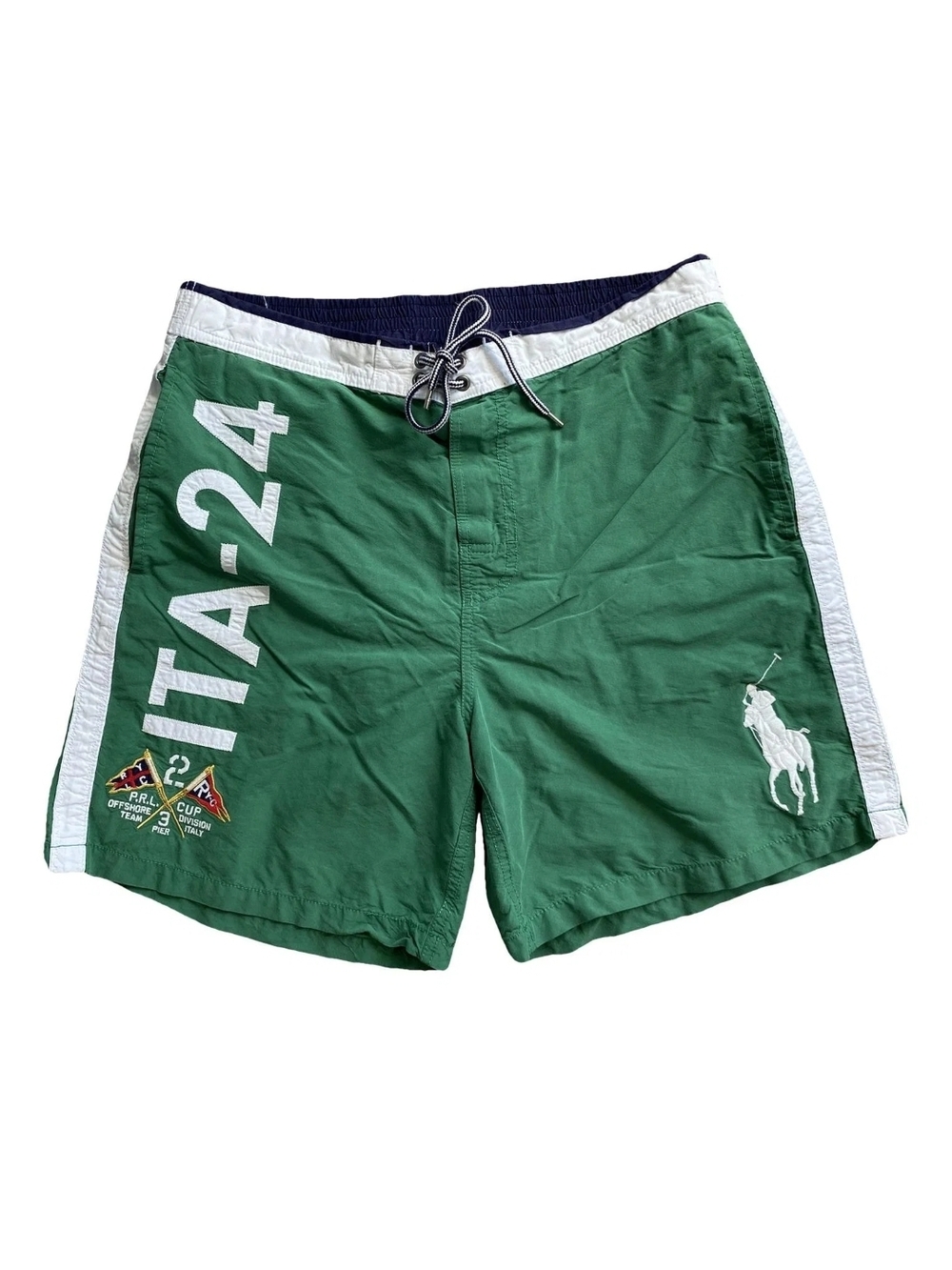 Polo by Ralph Lauren Green Swim Board Shorts with White Accents